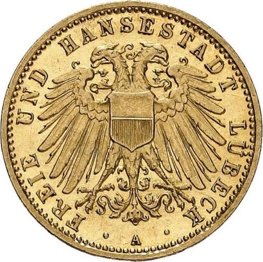 Аверс монеты - 10 марок 1905 года A "Любек" - цена золотой монеты - Германия, Германская Империя