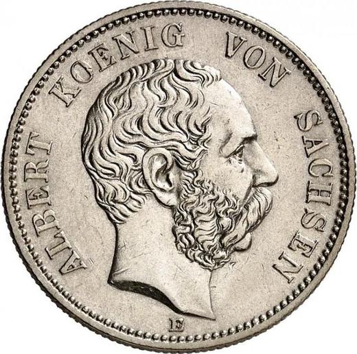 Аверс монеты - 2 марки 1880 года E "Саксония" - цена серебряной монеты - Германия, Германская Империя