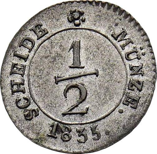Реверс монеты - 1/2 крейцера 1835 года "Тип 1824-1837" - цена серебряной монеты - Вюртемберг, Вильгельм I
