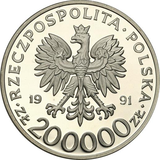 Anverso 200000 eslotis 1991 MW "70 aniversario de la Feria Internacional de Poznan" - valor de la moneda de plata - Polonia, República moderna