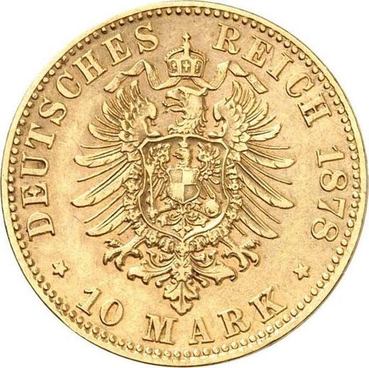 Reverso 10 marcos 1878 F "Würtenberg" - valor de la moneda de oro - Alemania, Imperio alemán