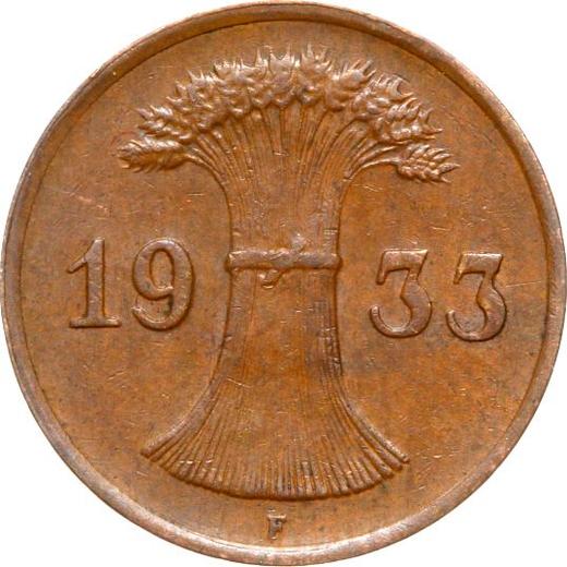 Reverso 1 Reichspfennig 1933 F - valor de la moneda  - Alemania, República de Weimar