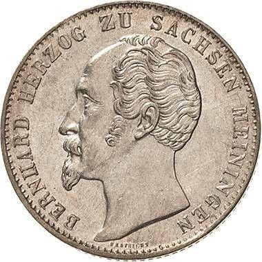 Аверс монеты - 1/2 гульдена 1854 года - цена серебряной монеты - Саксен-Мейнинген, Бернгард II