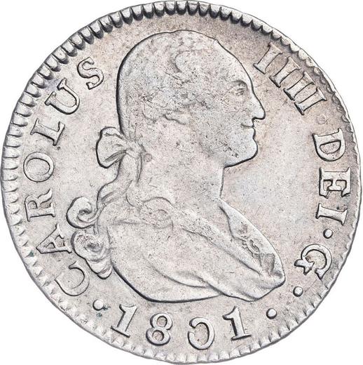 Аверс монеты - 2 реала 1801 года S CN - цена серебряной монеты - Испания, Карл IV