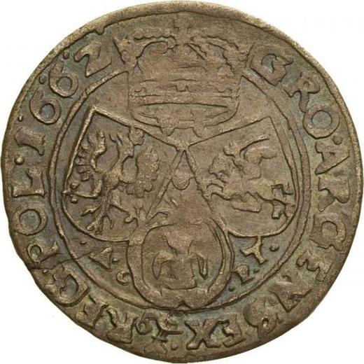 Реверс монеты - Шестак (6 грошей) 1662 года AC-PT "Портрет с обводкой" - цена серебряной монеты - Польша, Ян II Казимир