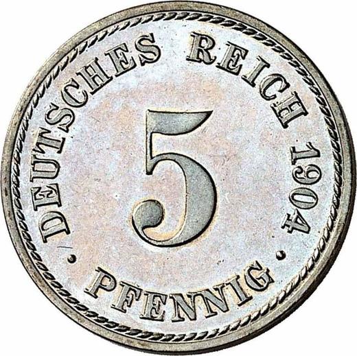 Anverso 5 Pfennige 1904 A "Tipo 1890-1915" - valor de la moneda  - Alemania, Imperio alemán