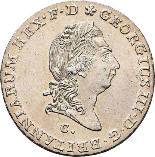 Аверс монеты - 2/3 талера 1814 года C - цена серебряной монеты - Ганновер, Георг III