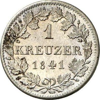 Реверс монеты - 1 крейцер 1841 года - цена серебряной монеты - Бавария, Людвиг I