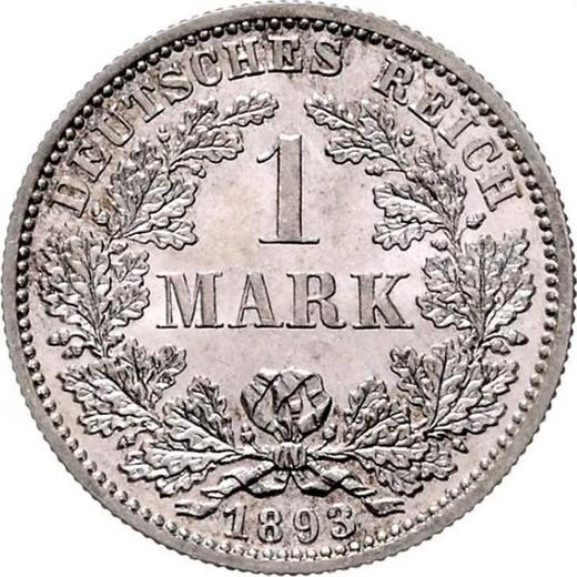 Аверс монеты - 1 марка 1893 года F "Тип 1891-1916" - цена серебряной монеты - Германия, Германская Империя