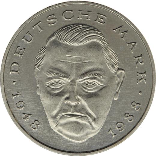 Obverse 2 Mark 1988 G "Ludwig Erhard" -  Coin Value - Germany, FRG