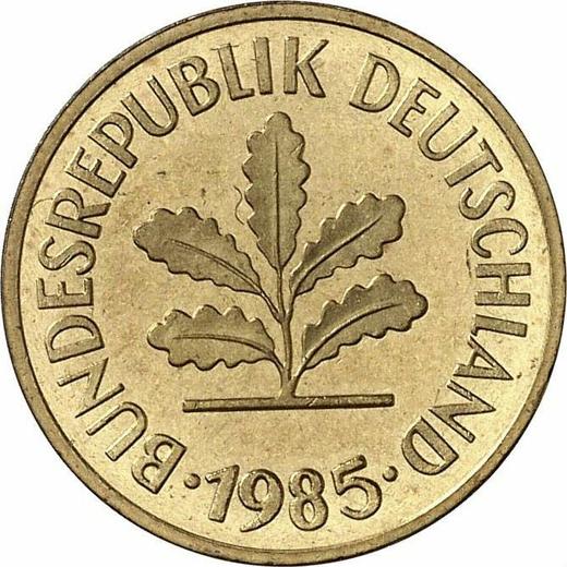 Реверс монеты - 5 пфеннигов 1985 года J - цена  монеты - Германия, ФРГ