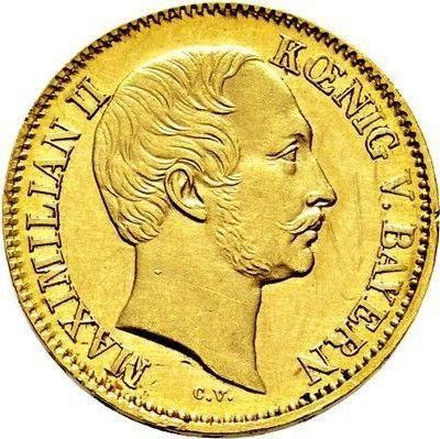 Аверс монеты - 1/2 кроны 1857 года - цена золотой монеты - Бавария, Максимилиан II