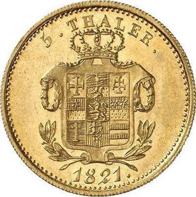 Реверс монеты - 5 талеров 1821 года - цена золотой монеты - Гессен-Кассель, Вильгельм II