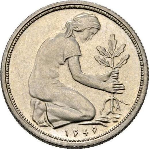 Reverso 50 Pfennige 1949 G "Bank deutscher Länder" - valor de la moneda  - Alemania, RFA