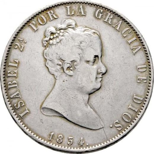 Аверс монеты - 20 реалов 1834 года M NC - цена серебряной монеты - Испания, Изабелла II