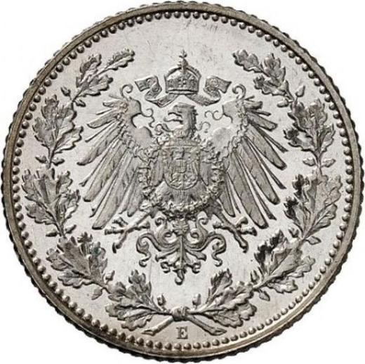 Reverso Medio marco 1916 E "Tipo 1905-1919" - valor de la moneda de plata - Alemania, Imperio alemán