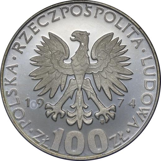Awers monety - 100 złotych 1974 MW AJ "Maria Skłodowska-Curie" Srebro - cena srebrnej monety - Polska, PRL