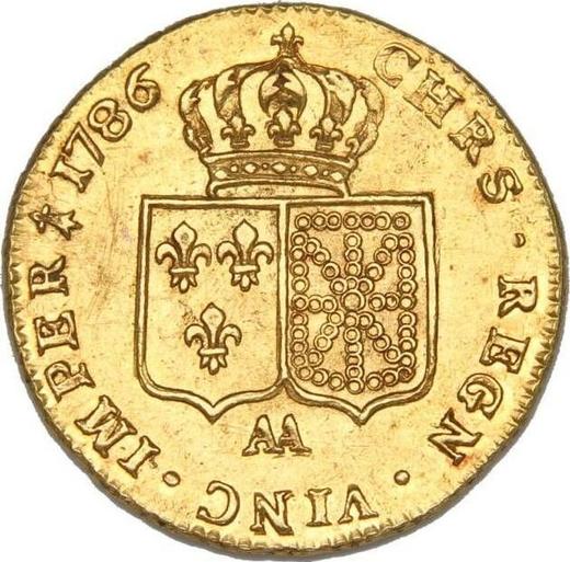 Reverse Double Louis d'Or 1786 AA Metz - France, Louis XVI
