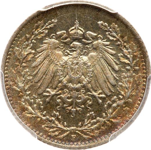Reverso Medio marco 1916 F "Tipo 1905-1919" - valor de la moneda de plata - Alemania, Imperio alemán