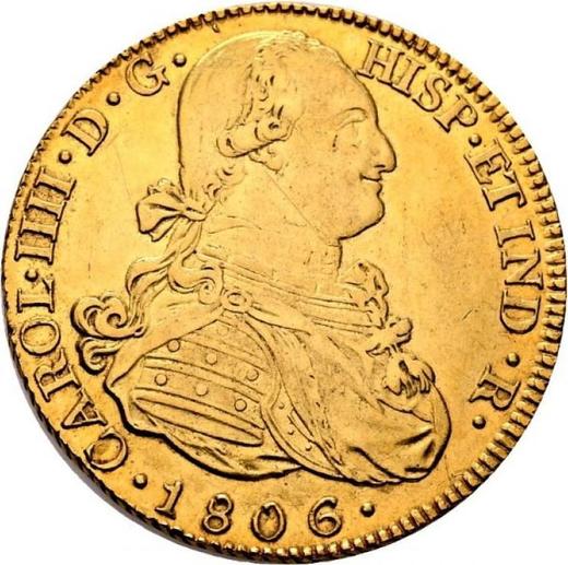 Anverso 8 escudos 1806 P JF - valor de la moneda de oro - Colombia, Carlos IV