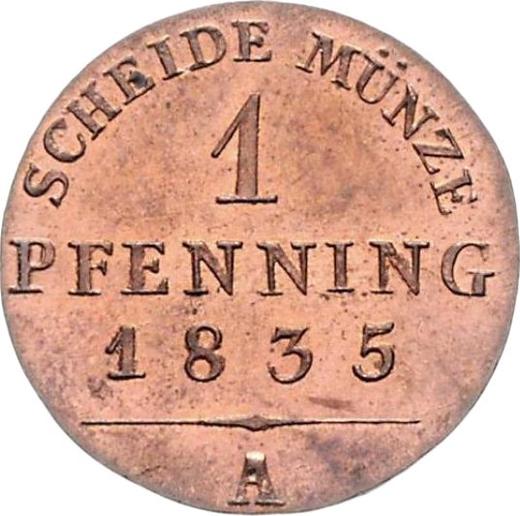 Реверс монеты - 1 пфенниг 1835 года A - цена  монеты - Пруссия, Фридрих Вильгельм III