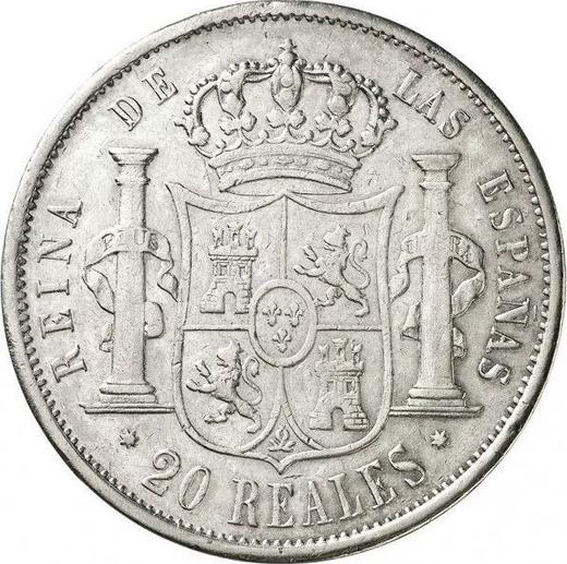 Reverso 20 reales 1863 "Tipo 1855-1864" Estrellas de siete puntas - valor de la moneda de plata - España, Isabel II