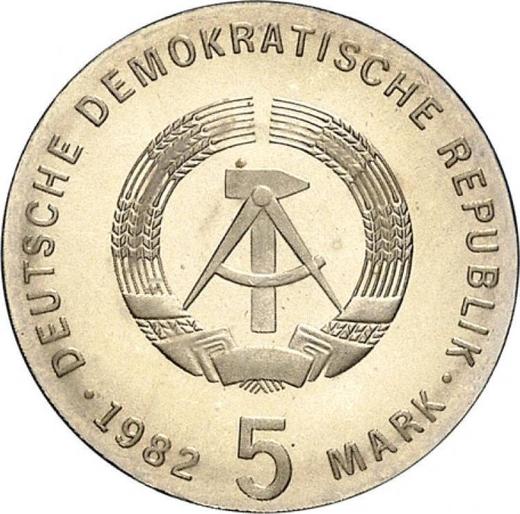 Reverso 5 marcos 1982 "Fröbel" - valor de la moneda  - Alemania, República Democrática Alemana (RDA)