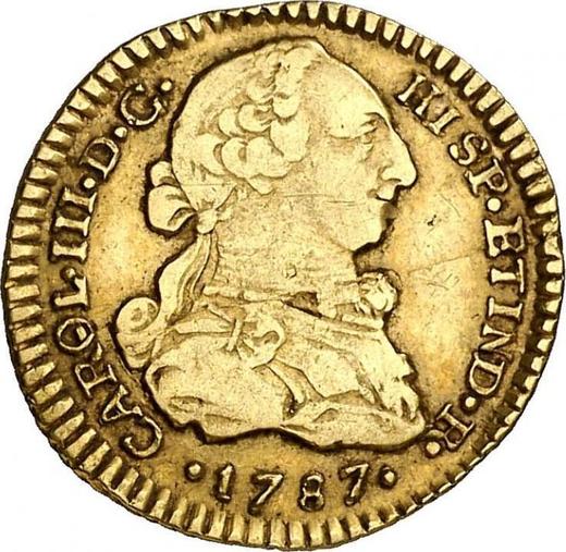 Anverso 1 escudo 1787 So DA - valor de la moneda de oro - Chile, Carlos III