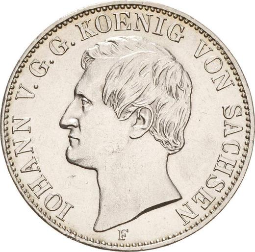 Аверс монеты - Талер 1859 года F - цена серебряной монеты - Саксония-Альбертина, Иоганн