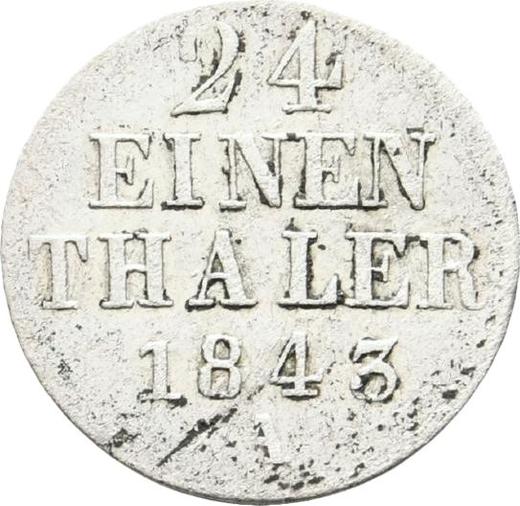 Reverso 1/24 tálero 1843 A - valor de la moneda de plata - Hannover, Ernesto Augusto 