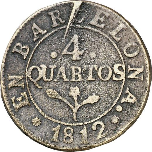 Revers 4 Cuartos 1812 "Gießen" Inschrift "QUABTOS" - Münze Wert - Spanien, Joseph Bonaparte