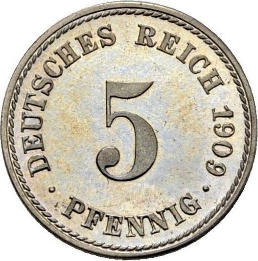 Anverso 5 Pfennige 1909 F "Tipo 1890-1915" - valor de la moneda  - Alemania, Imperio alemán
