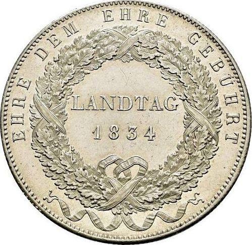 Rewers monety - Talar 1834 "Legislatura prowincjonalna" - cena srebrnej monety - Bawaria, Ludwik I