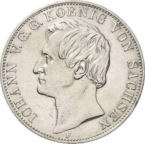 Obverse 2 Thaler 1857 F - Silver Coin Value - Saxony-Albertine, John