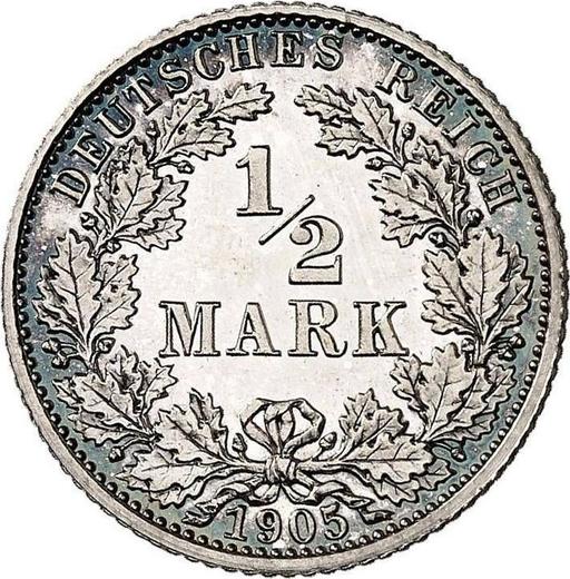 Anverso Medio marco 1905 A "Tipo 1905-1919" - valor de la moneda de plata - Alemania, Imperio alemán