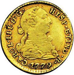 Аверс монеты - 1 эскудо 1779 года PTS PR - цена золотой монеты - Боливия, Карл III