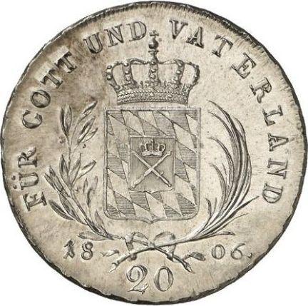 Реверс монеты - 20 крейцеров 1806 года - цена серебряной монеты - Бавария, Максимилиан I
