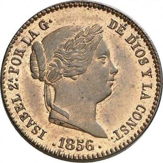 Аверс монеты - 10 сентимо реал 1856 года - цена  монеты - Испания, Изабелла II