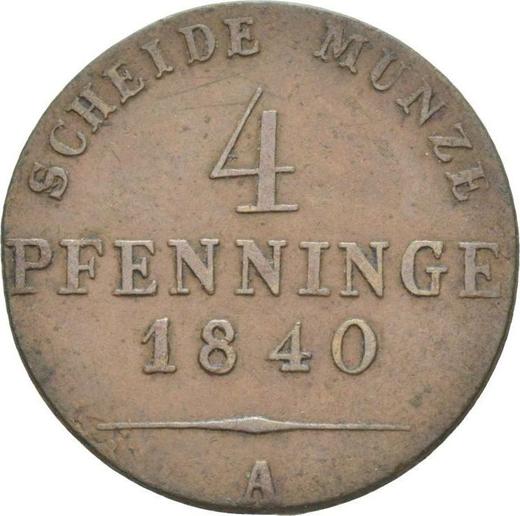 Реверс монеты - 4 пфеннига 1840 года A - цена  монеты - Пруссия, Фридрих Вильгельм III
