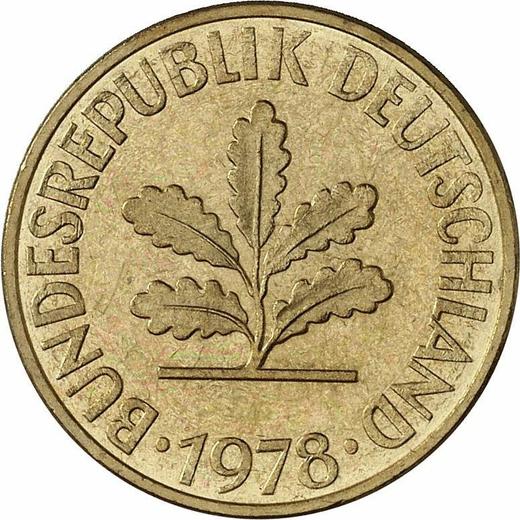 Реверс монеты - 10 пфеннигов 1978 года J - цена  монеты - Германия, ФРГ