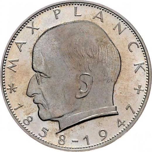 Anverso 2 marcos 1968 G "Max Planck" - valor de la moneda  - Alemania, RFA