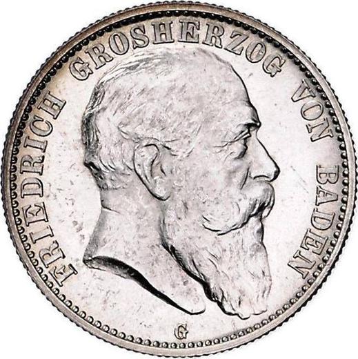 Awers monety - 2 marki 1902 G "Badenia" - cena srebrnej monety - Niemcy, Cesarstwo Niemieckie