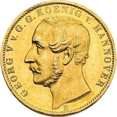 Awers monety - 1 krone 1857 B - cena złotej monety - Hanower, Jerzy V
