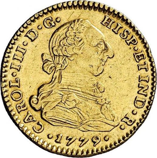 Obverse 2 Escudos 1779 NR JJ - Gold Coin Value - Colombia, Charles III