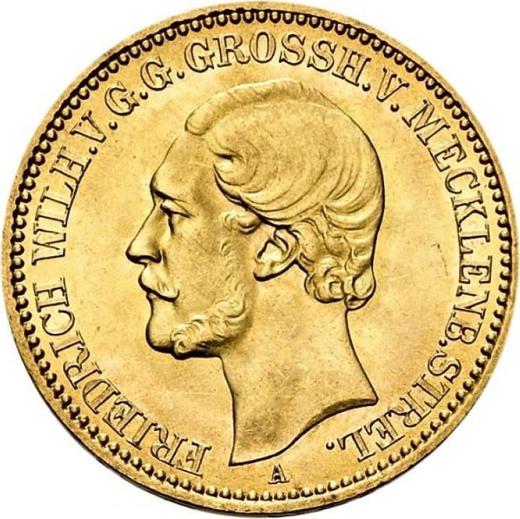 Аверс монеты - 10 марок 1880 года A "Мекленбург-Штрелиц" - цена золотой монеты - Германия, Германская Империя
