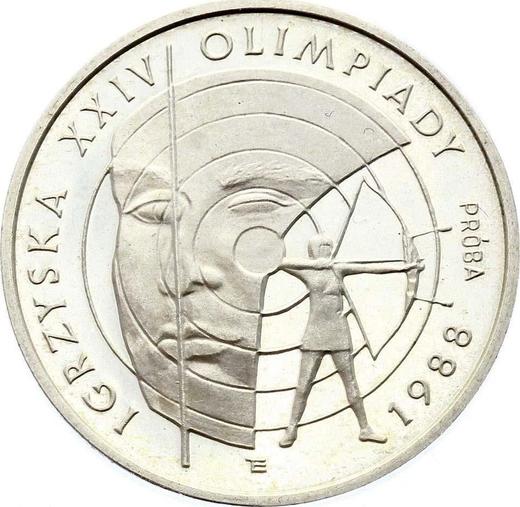 Rewers monety - PRÓBA 1000 złotych 1987 MW ET "XXIV Letnie Igrzyska Olimpijskie - Seul 1988" Srebro - cena srebrnej monety - Polska, PRL