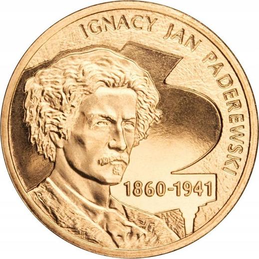 Reverso 2 eslotis 2011 MW NR "70 aniversario de la muerte de Ignacy Jan Paderewski" - valor de la moneda  - Polonia, República moderna