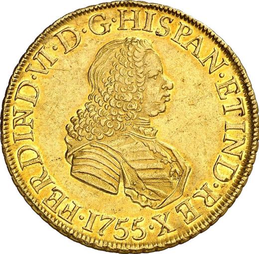 Awers monety - 8 escudo 1755 LM JM - cena złotej monety - Peru, Ferdynand VI