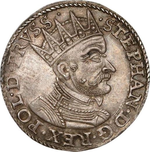 Аверс монеты - Трояк (3 гроша) 1579 года "Гданьск" - цена серебряной монеты - Польша, Стефан Баторий