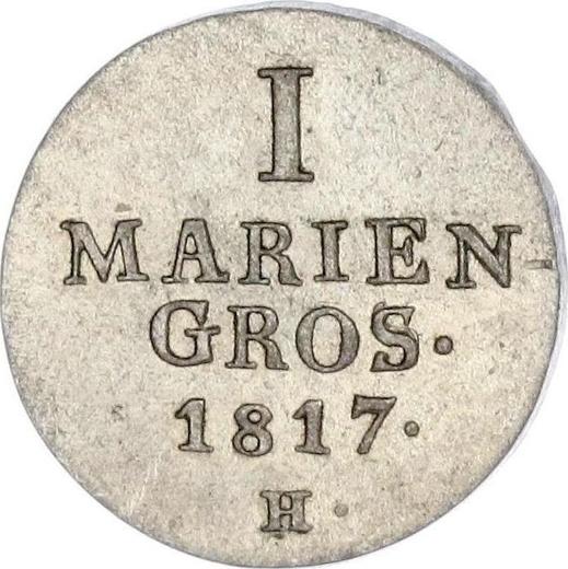 Реверс монеты - Мариенгрош 1817 года H - цена серебряной монеты - Ганновер, Георг III